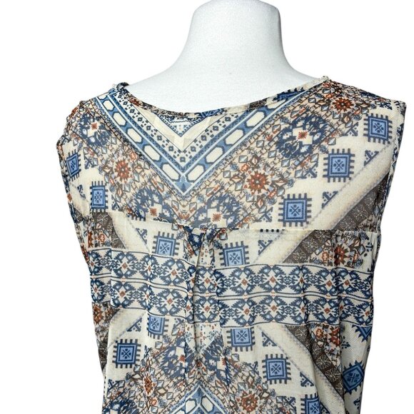 Eden & Olivia Tunic Tank Size large Blue Brown Sheer Size Large - Picture 7 of 8
